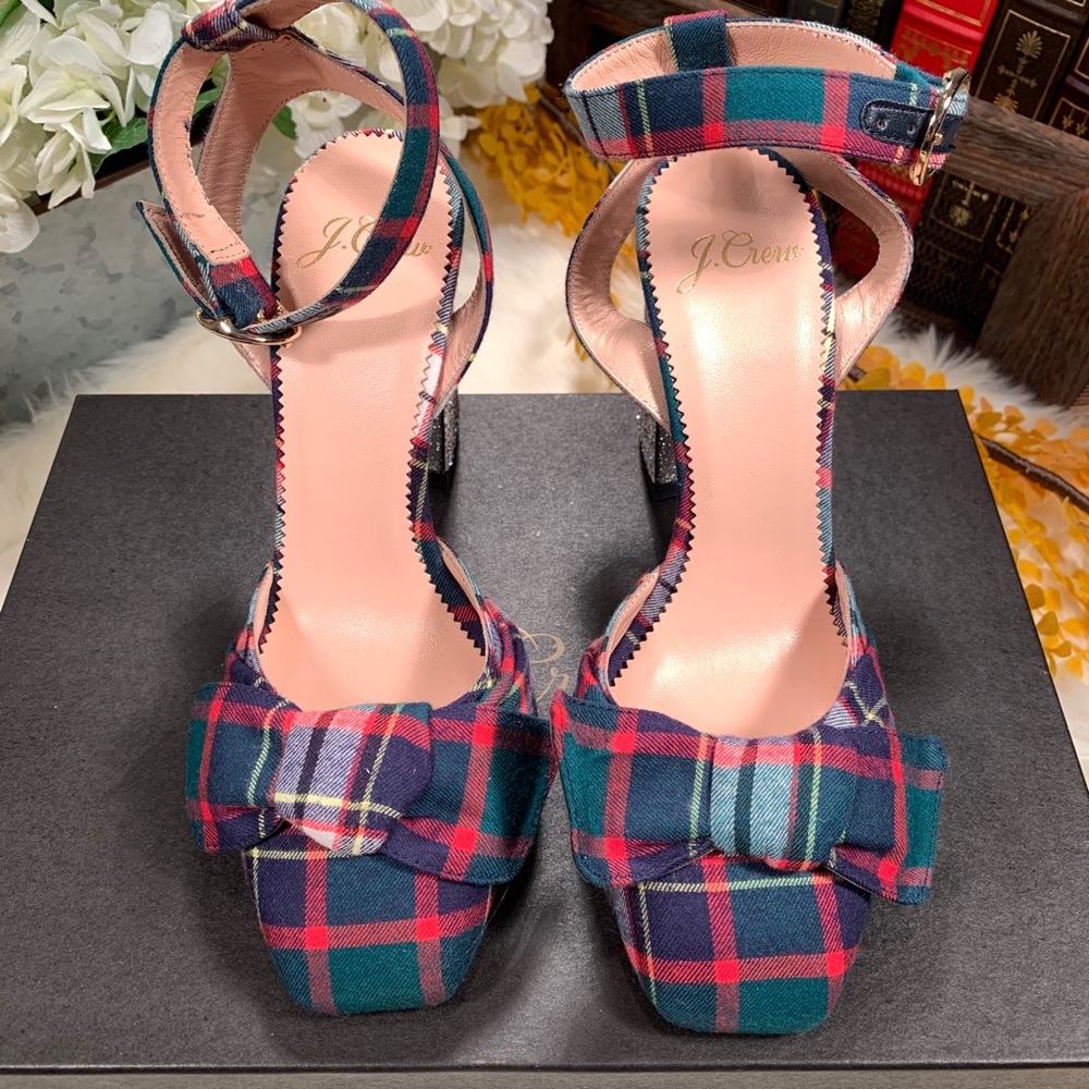 NEW J. Crew Vicky Ankle Strap Plaid Pumps - Picture 3 of 7